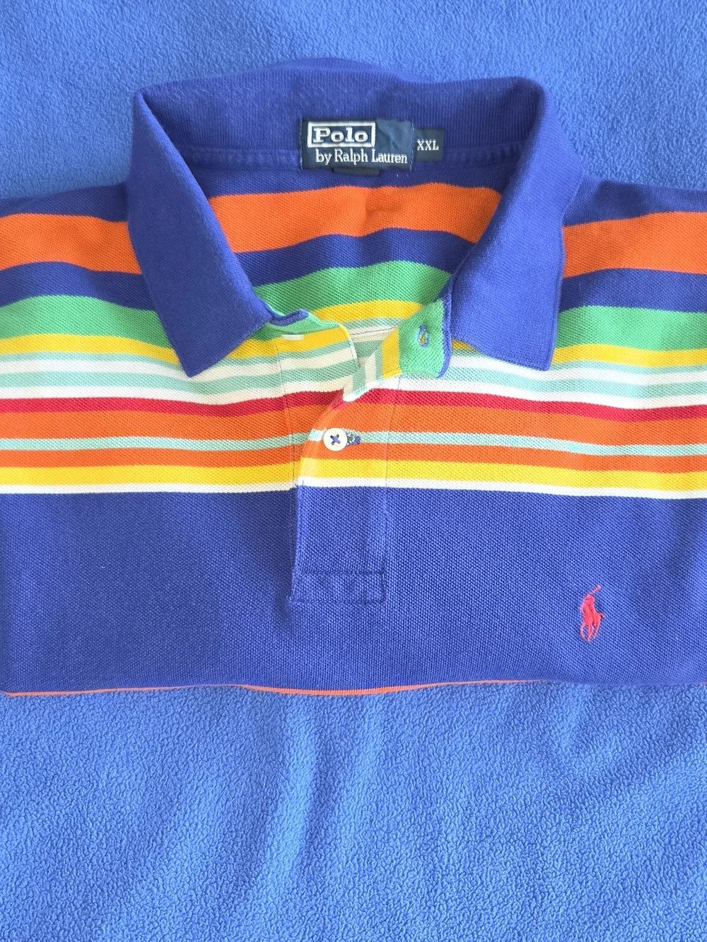 Polo by Ralph Lauren Royal Blue Multicolor Striped Polo Size XXL